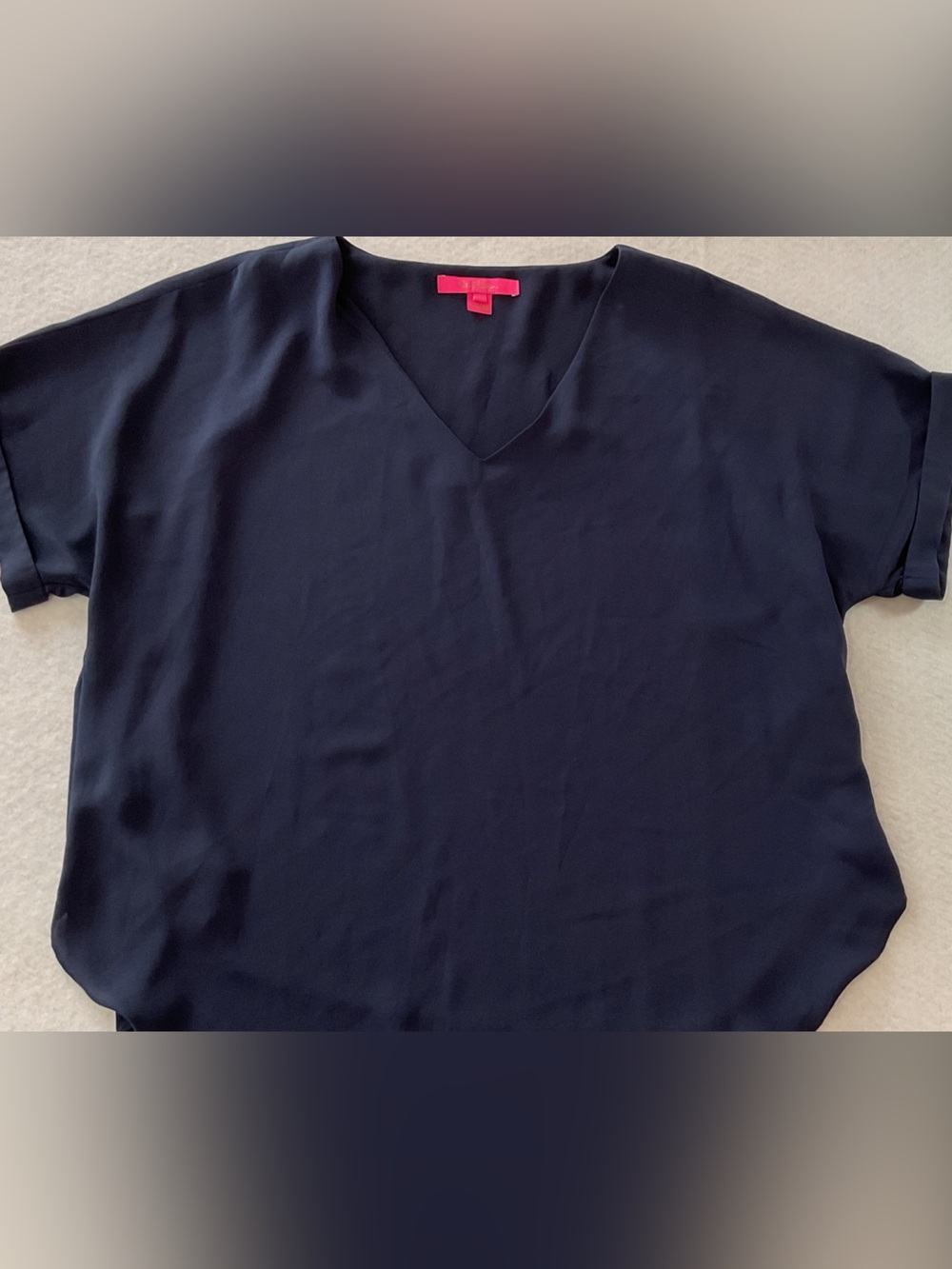 Lilly Pulitzer Navy V-Neck Short Sleeve Blouse